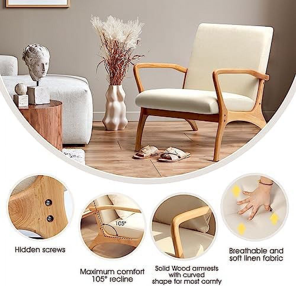 Accent Chair with Lumbar Pillow Upholstered Linen Fabric K70826
