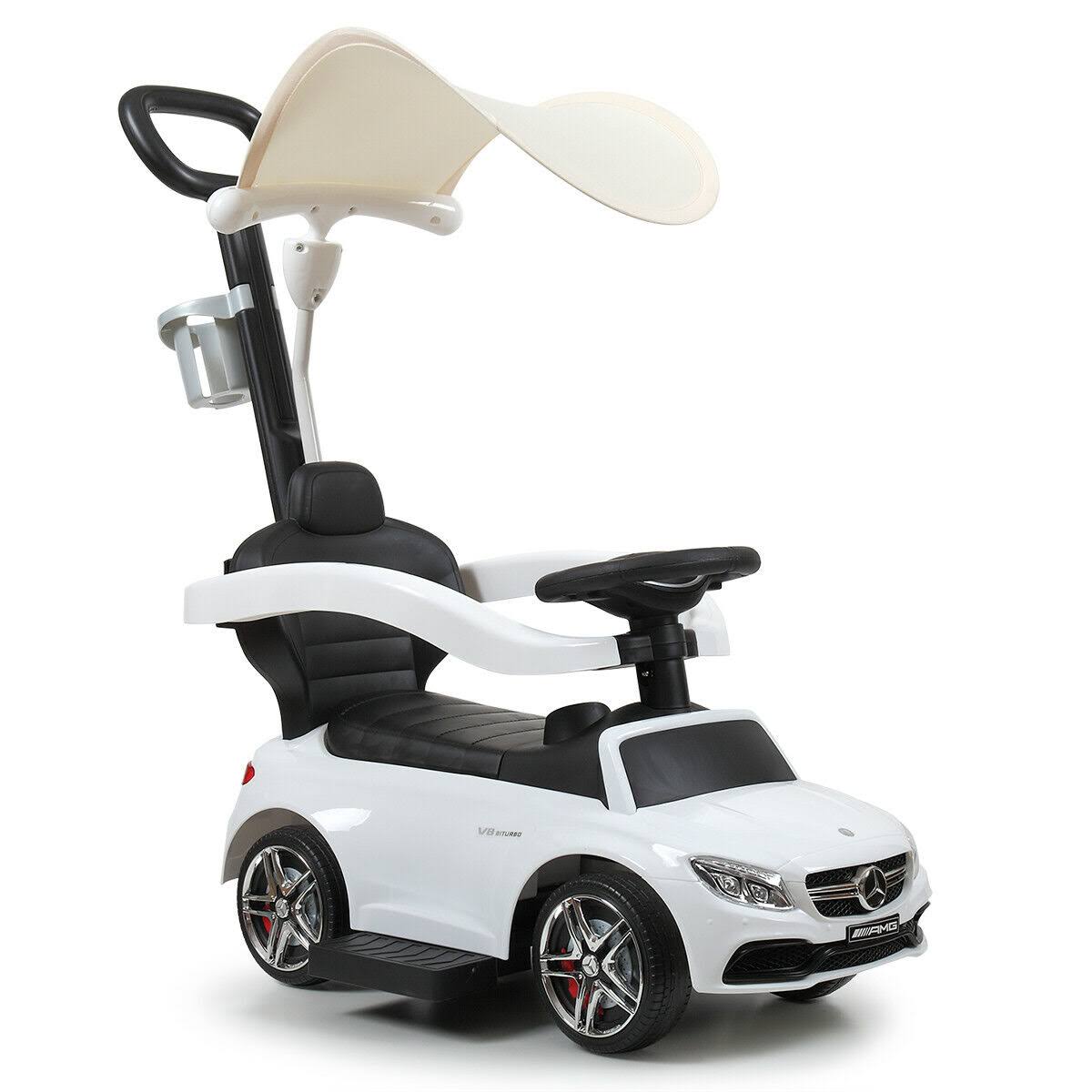 White Toddler Push Car with Canopy M993