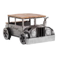 Gray Brown Solid Wood Metal Coffee Table L564