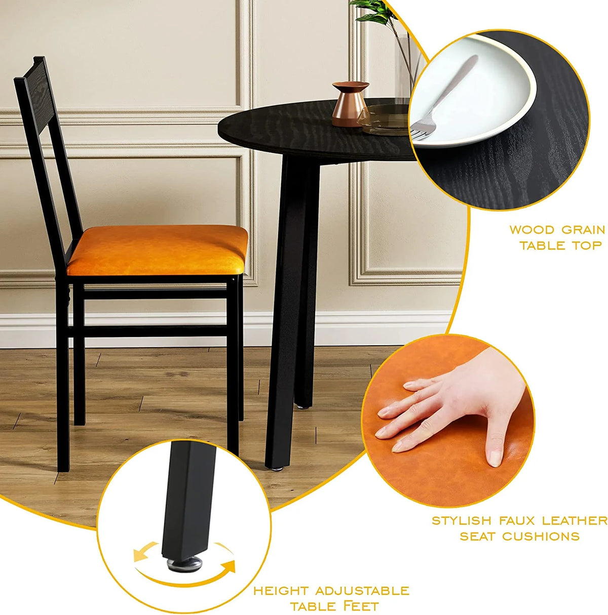 3 Piece Dining Table Set with Cushioned Chairs O77090