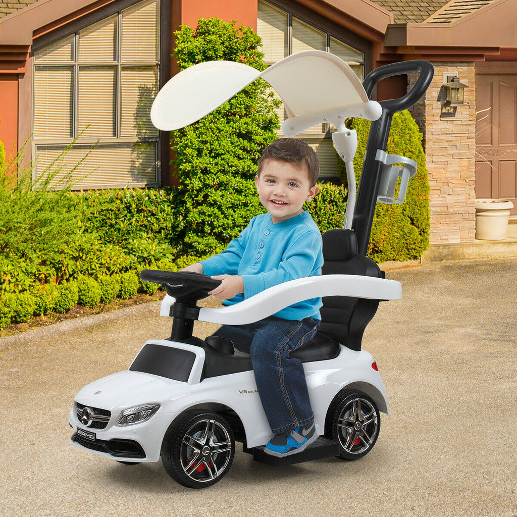 White Toddler Push Car with Canopy M993