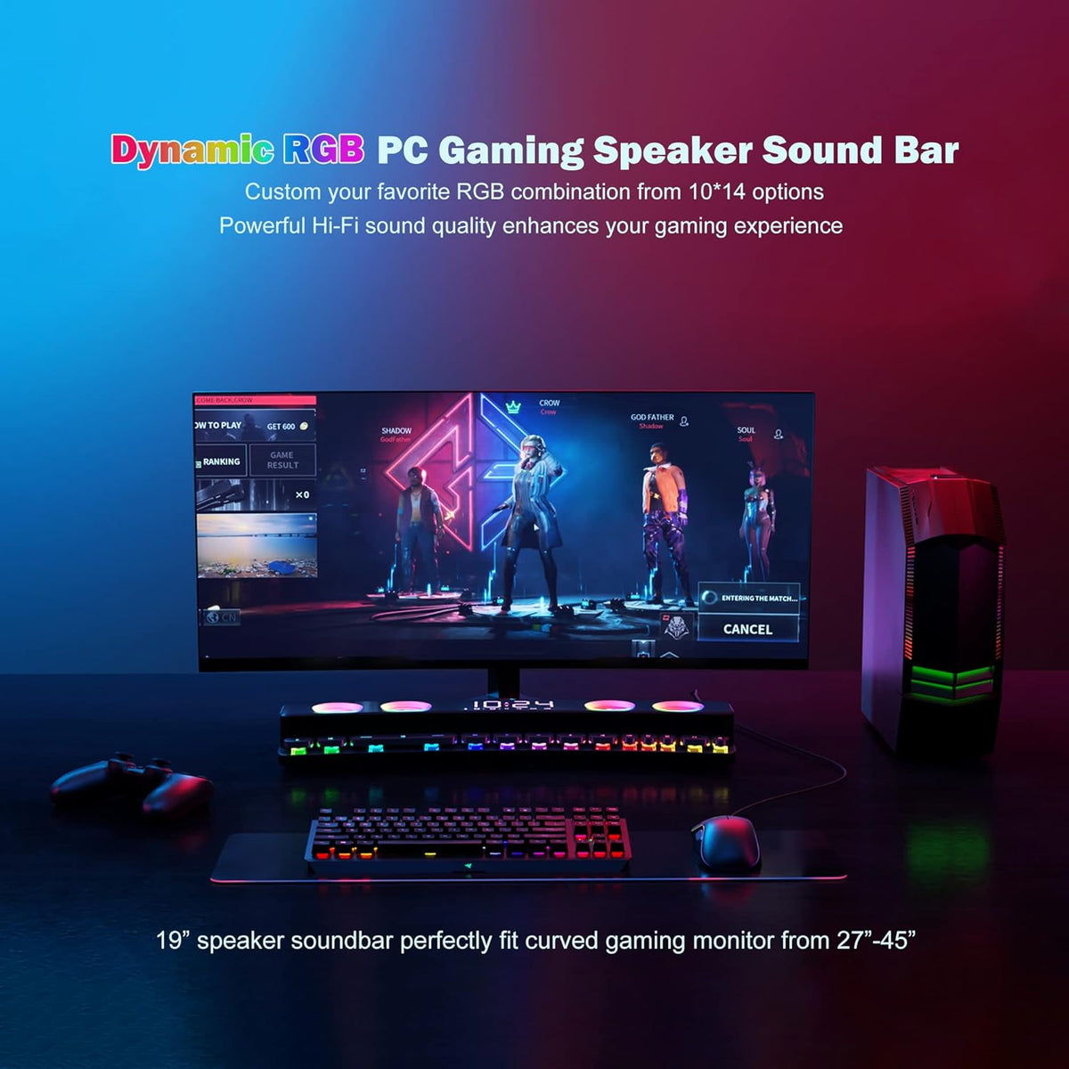 RGB Bluetooth 5.0 Soundbar Speakers, USB Powered, Pack of 2 F527