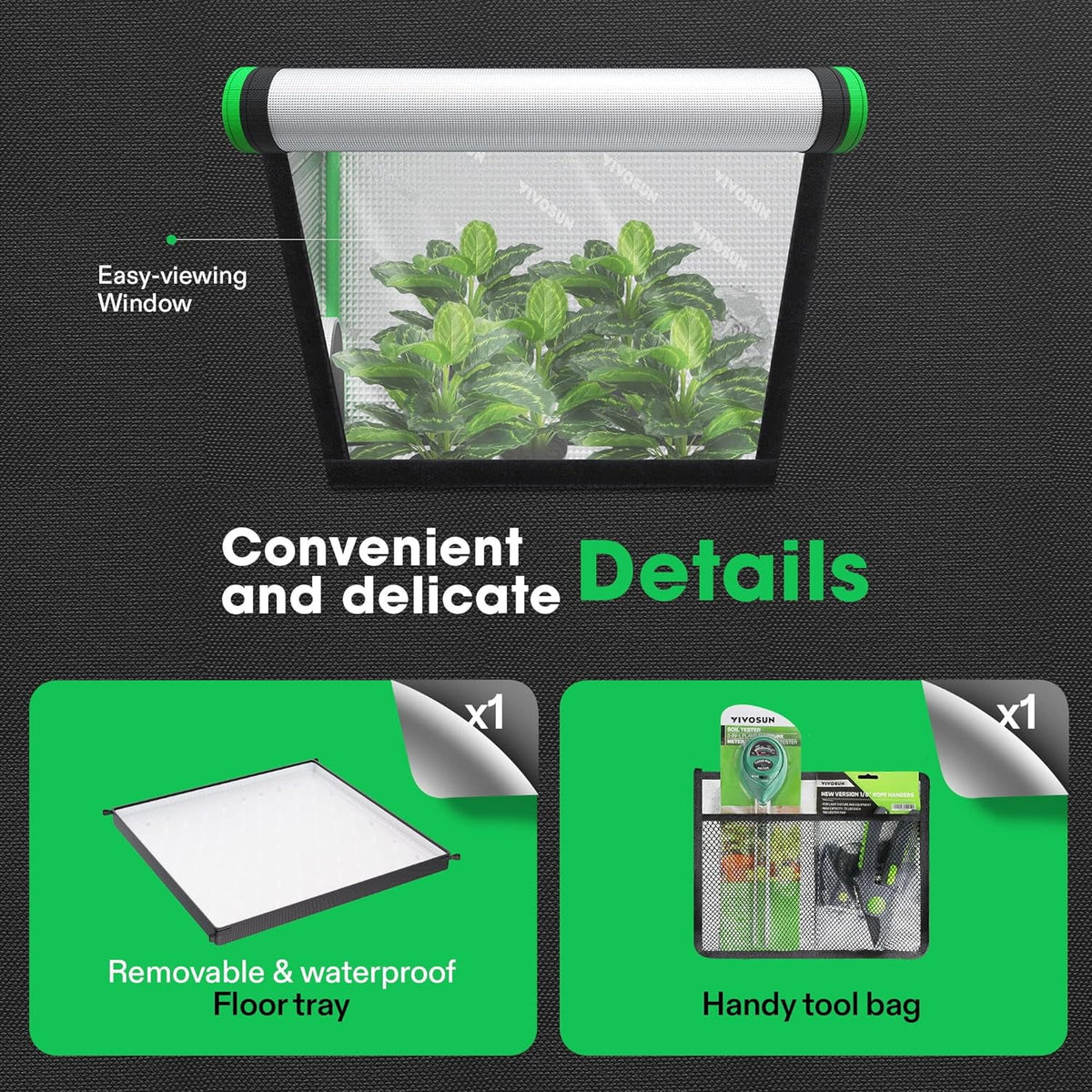 4x2 Grow Tent with Observation Window and Floor Tray V722