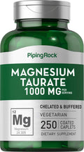 Magnesium Taurate 1000mg 250 Caplets Vegetarian Non-GMO Gluten Free Supplement W369