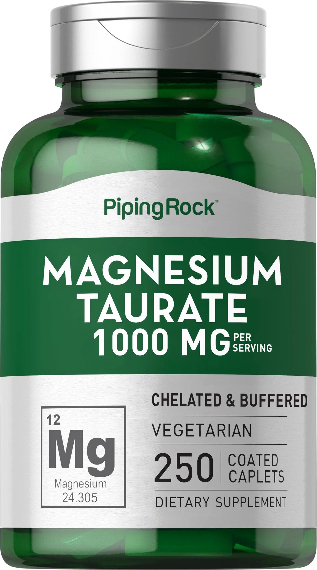 Magnesium Taurate 1000mg 250 Caplets Vegetarian Non-GMO Gluten Free Supplement W369