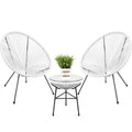 3-Piece All-Weather Patio Bistro Furniture Set with Rope Glass Top Table Q367